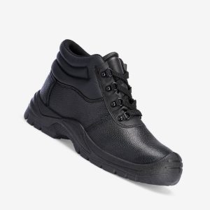 Bottes mi-hautes en cuir fendu acier S1P